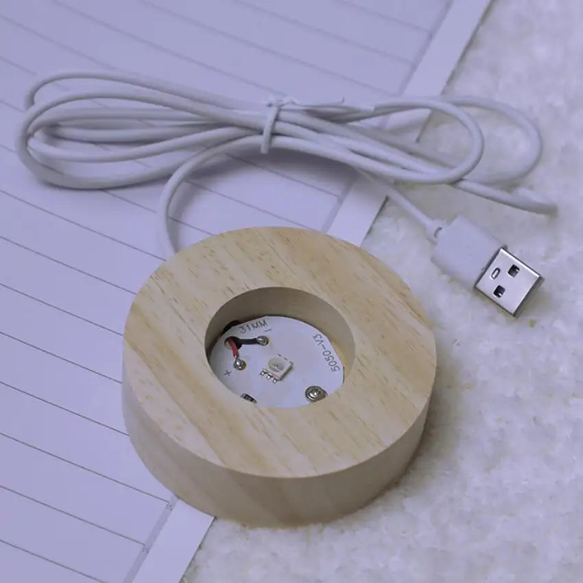 USB powered timber-look base with LED light 