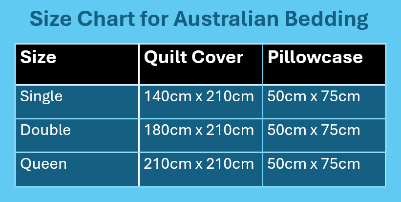 Australian Bed Size Measurement Chart